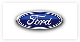 A blue and white logo of ford