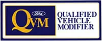 A ford logo with the words " quality vehicle modifications."